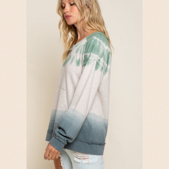 Olive Charcoal Ombré Thermal Sweatshirt - Picture 4 of 12